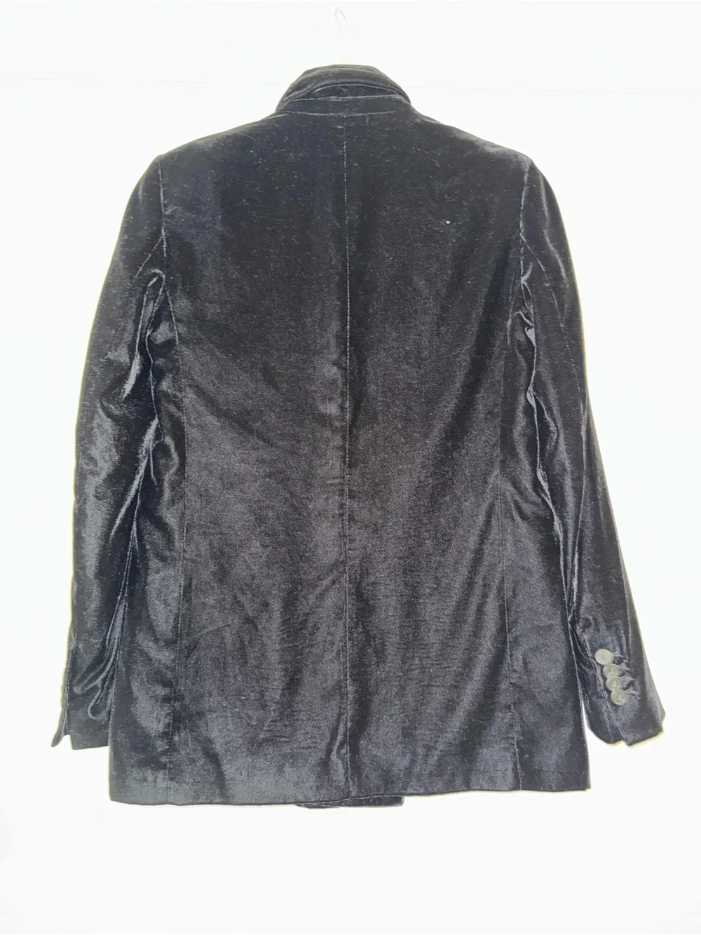 Zara Double-Breasted Velvet Blazer Black Sz Small